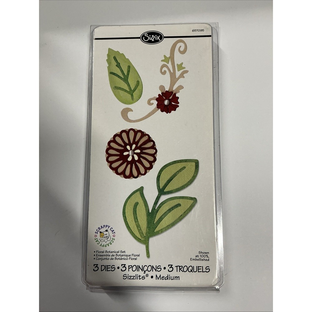 Sizzix #657095 Floral Botanical Set 3 Dies NIB‎